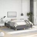 Bed Frame Dark Grey Fabric Plywood Engineered Wood Full