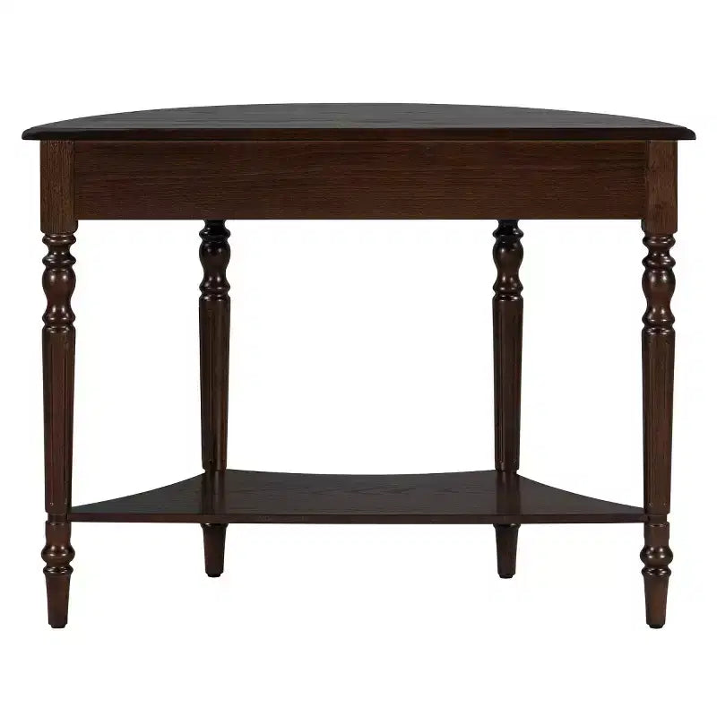 Console de table demi-lune avec tiroir et étagère de rangement