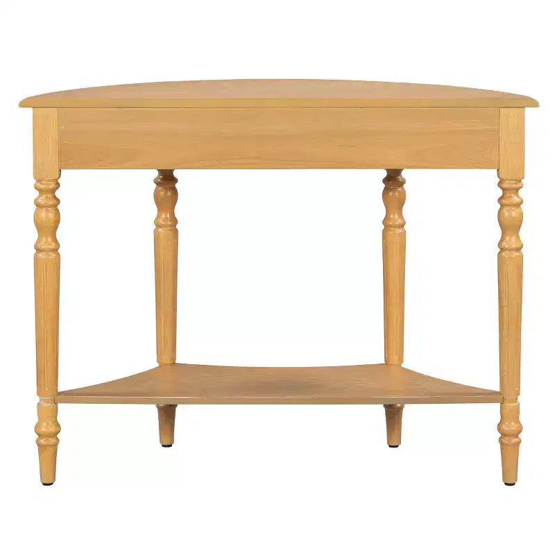 Console de table demi-lune avec tiroir et étagère de rangement