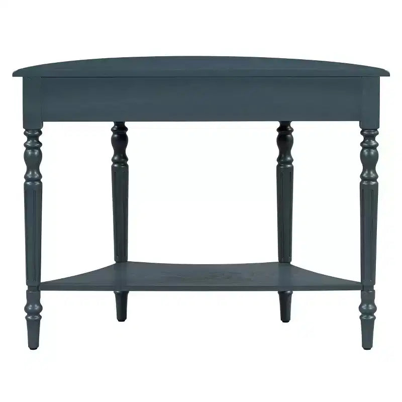 Console de table demi-lune avec tiroir et étagère de rangement