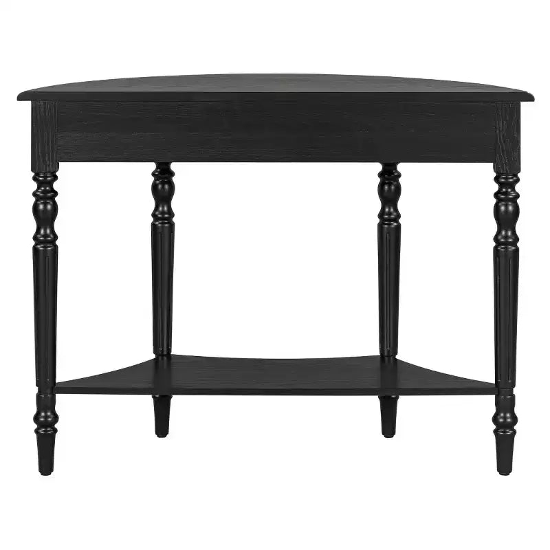 Console de table demi-lune avec tiroir et étagère de rangement