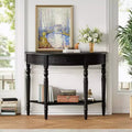 39 French Country Half Moon Console Table Farmhouse Demilune Entryway Table with Drawer & Storage Shelf - Panipeachy