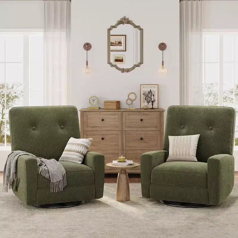 Fauteuil inclinable pivotant et basculant surdimensionné en lin, avec fonction de glisse à 360°