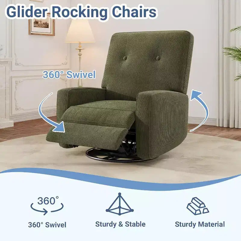 Fauteuil inclinable pivotant et basculant surdimensionné en lin, avec fonction de glisse à 360°