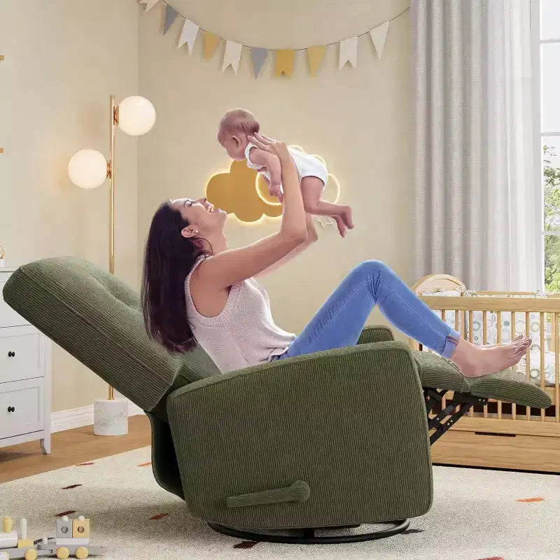 Fauteuil inclinable pivotant et basculant surdimensionné en lin, avec fonction de glisse à 360°