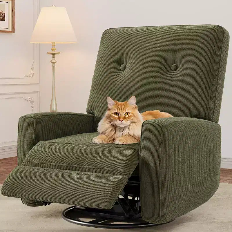 Fauteuil inclinable pivotant et basculant surdimensionné en lin, avec fonction de glisse à 360°