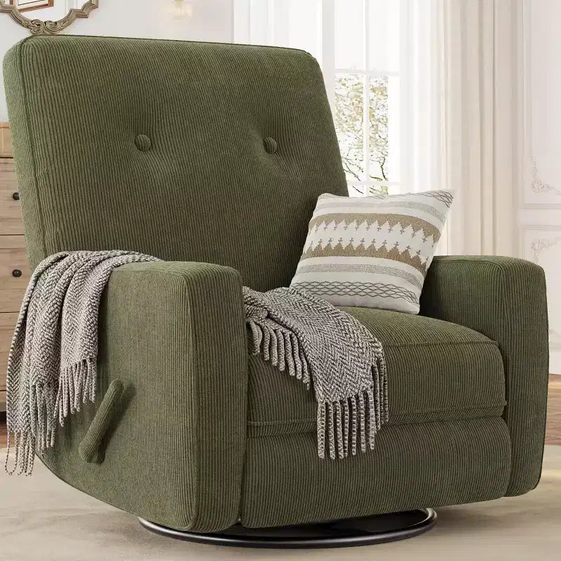 Fauteuil inclinable pivotant et basculant surdimensionné en lin, avec fonction de glisse à 360°