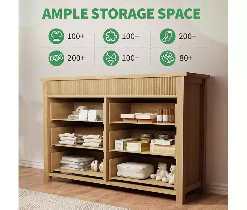 Commode en bois avec tiroirs striés, meuble TV et organisateur de rangement
