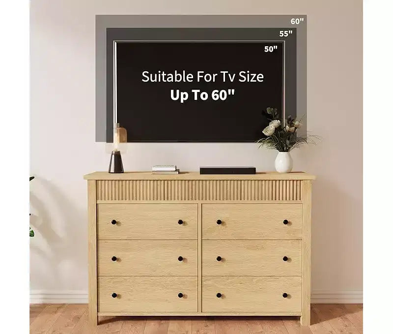 Commode en bois avec tiroirs striés, meuble TV et organisateur de rangement