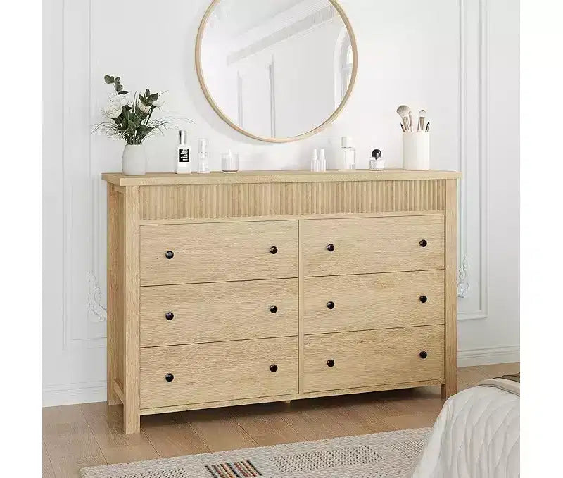 Commode en bois avec tiroirs striés, meuble TV et organisateur de rangement