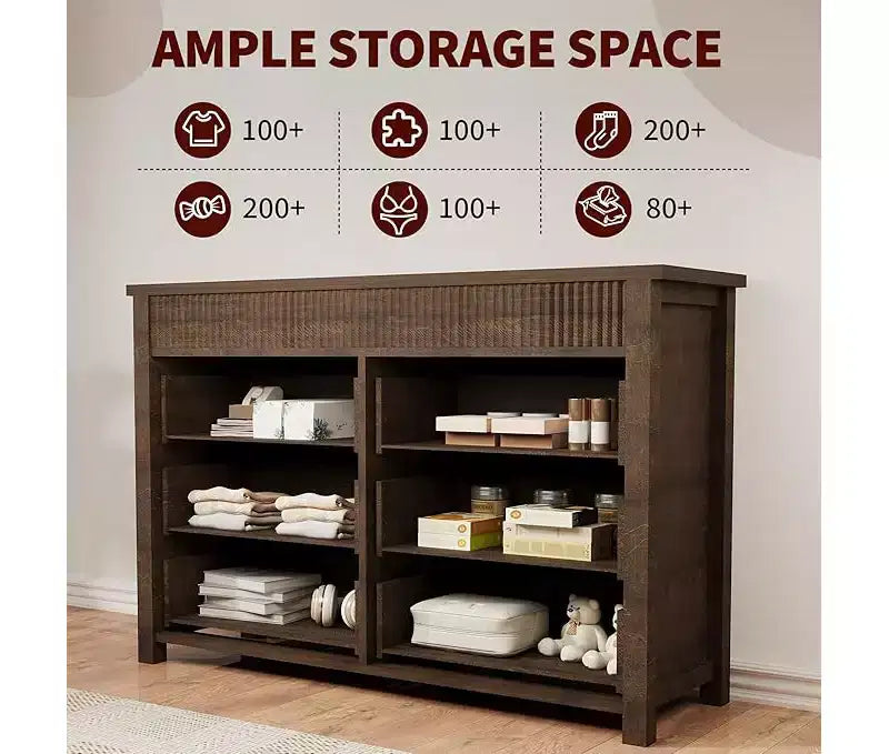 Commode en bois avec tiroirs striés, meuble TV et organisateur de rangement