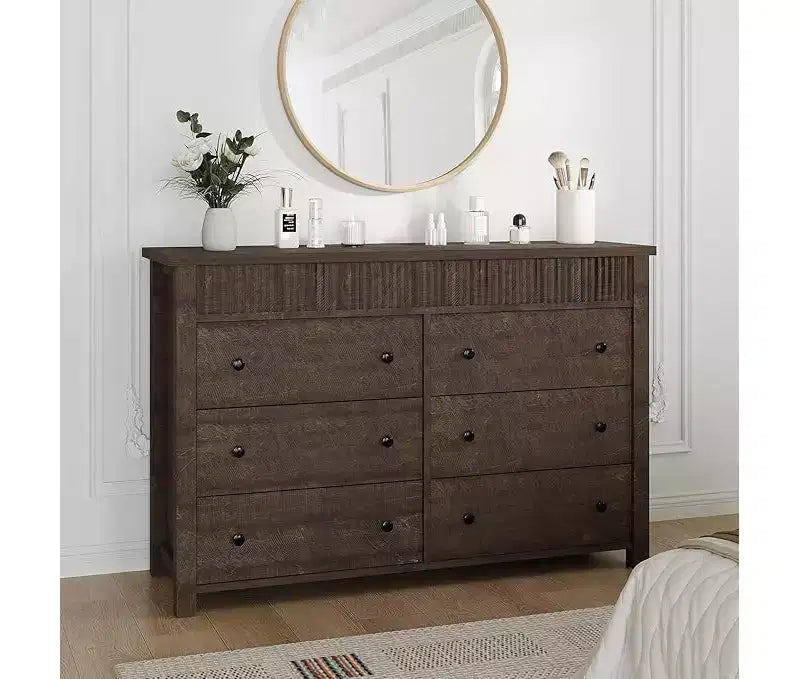 Commode en bois avec tiroirs striés, meuble TV et organisateur de rangement