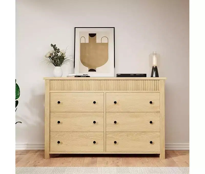 Commode en bois avec tiroirs striés, meuble TV et organisateur de rangement
