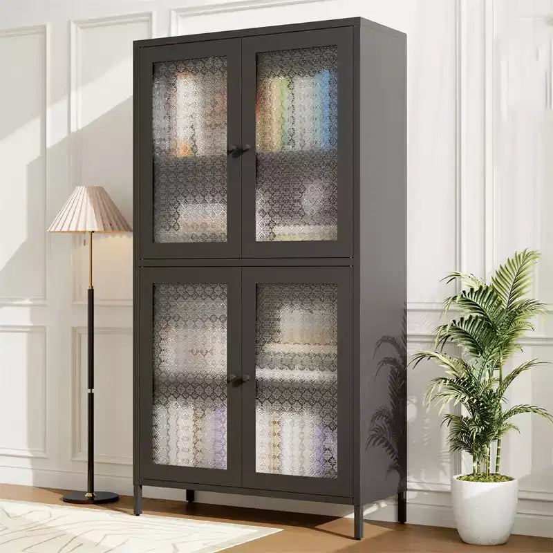Armoire de rangement en métal, vitrine, garde-manger de cuisine, vitrine en verre