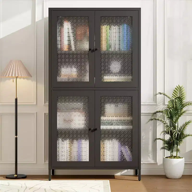 Armoire de rangement en métal, vitrine, garde-manger de cuisine, vitrine en verre