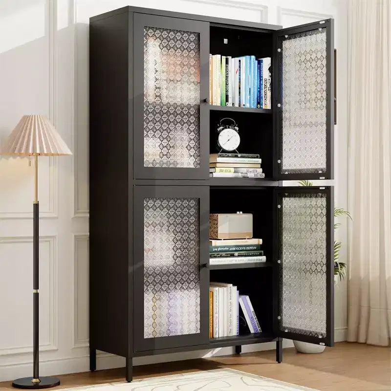 Armoire de rangement en métal, vitrine, garde-manger de cuisine, vitrine en verre