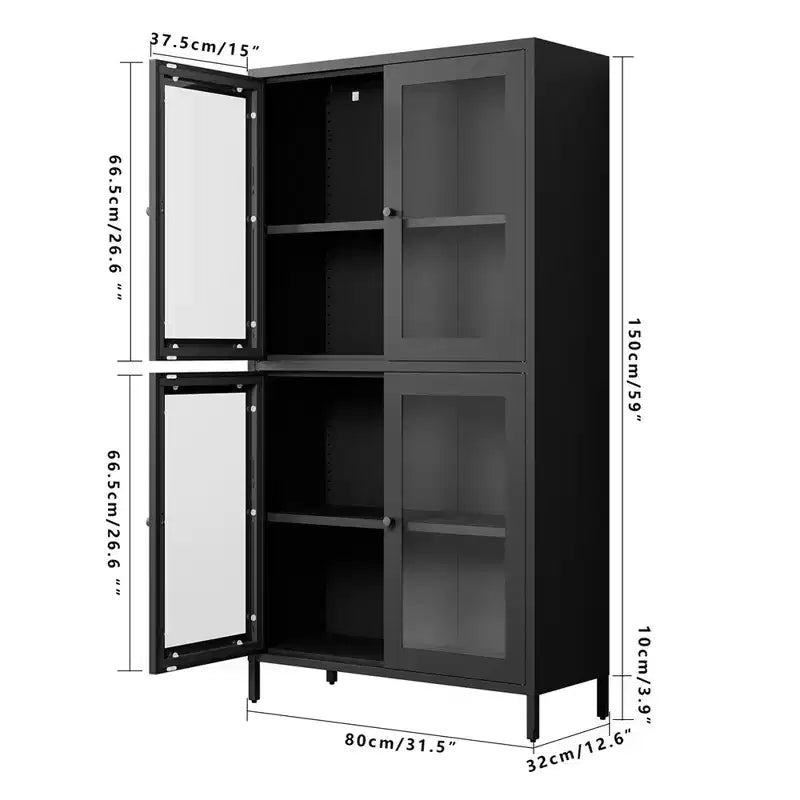 Armoire de rangement en métal, vitrine, garde-manger de cuisine, vitrine en verre