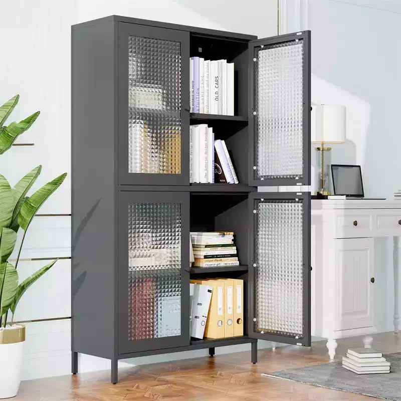 Armoire de rangement en métal, vitrine, garde-manger de cuisine, vitrine en verre