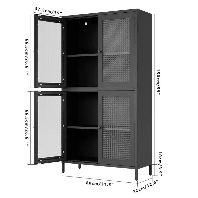 Armoire de rangement en métal, vitrine, garde-manger de cuisine, vitrine en verre