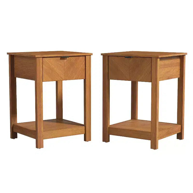 Galano 2-Piece Nightstand Set with Drawer and Open Shelf Storage 16.5 H 15.4 W 23.2 D