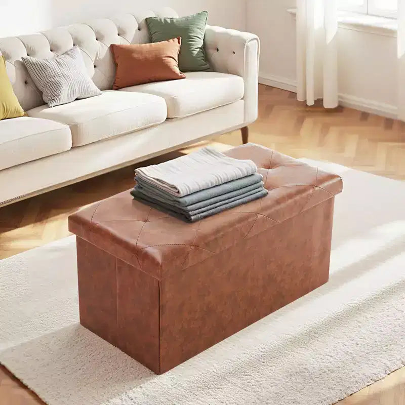 Tabouret de rangement pliant capitonné moderne