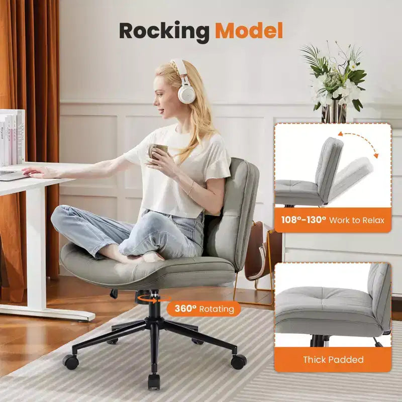 Fauteuil de bureau sans accoudoirs moderne en cuir PU