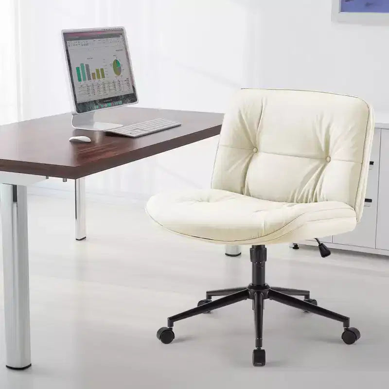 Fauteuil de bureau sans accoudoirs moderne en cuir PU