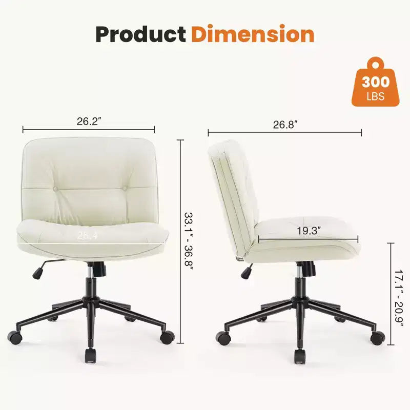 Fauteuil de bureau sans accoudoirs moderne en cuir PU