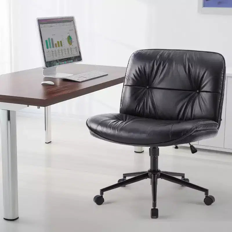 Fauteuil de bureau sans accoudoirs moderne en cuir PU