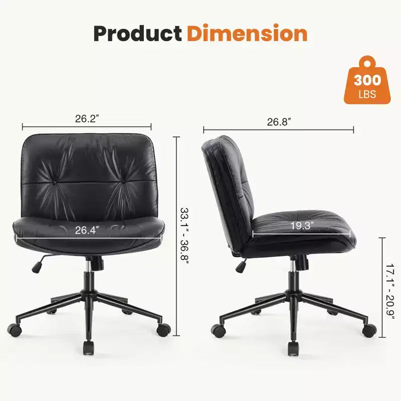 Fauteuil de bureau sans accoudoirs moderne en cuir PU