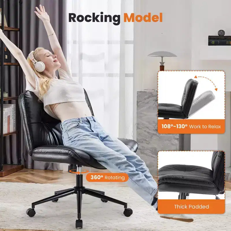 Fauteuil de bureau sans accoudoirs moderne en cuir PU