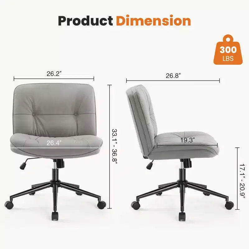 Fauteuil de bureau sans accoudoirs moderne en cuir PU