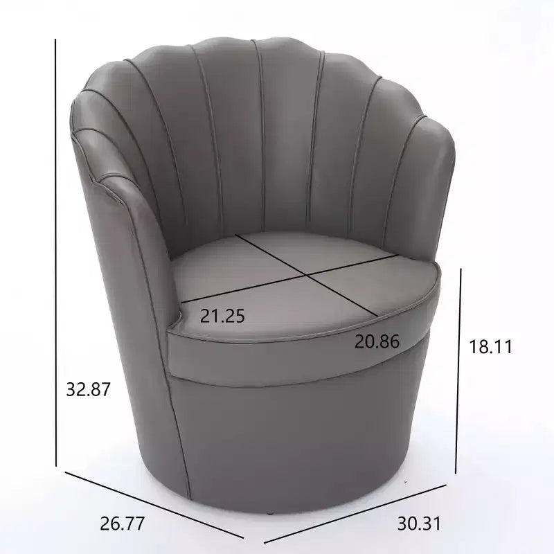 Fauteuil pivotant Petal - Fauteuil d'appoint en cuir véritable avec dossier haut - Fauteuil de bureau