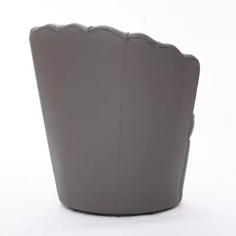 Fauteuil pivotant Petal - Fauteuil d'appoint en cuir véritable avec dossier haut - Fauteuil de bureau