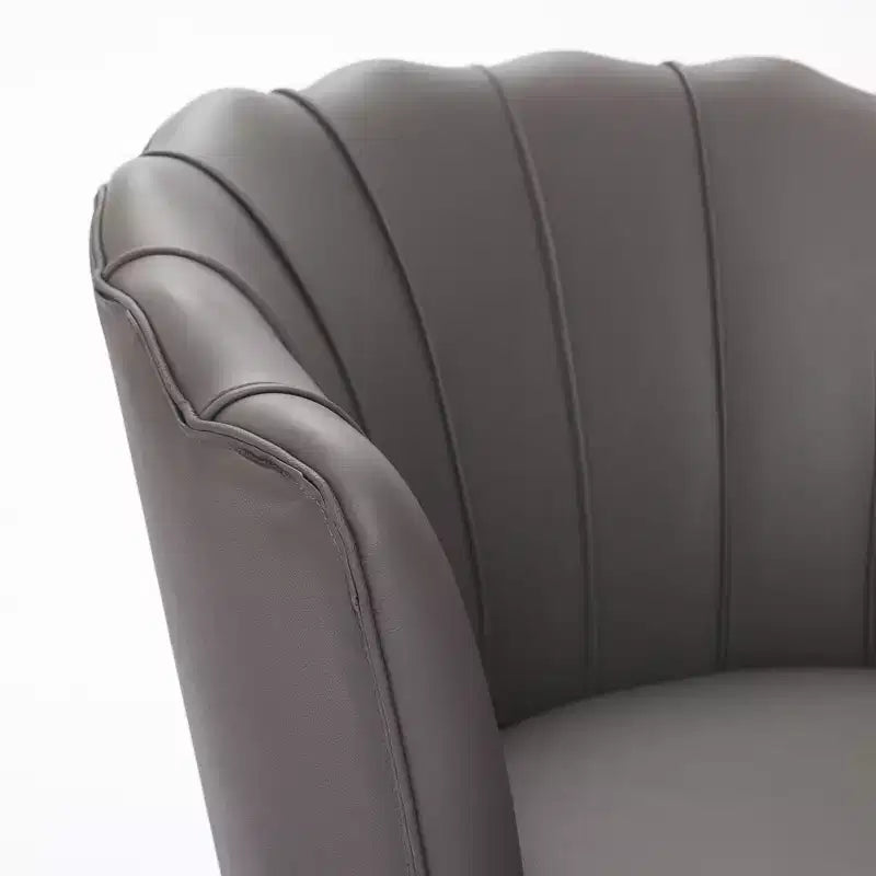 Fauteuil pivotant Petal - Fauteuil d'appoint en cuir véritable avec dossier haut - Fauteuil de bureau