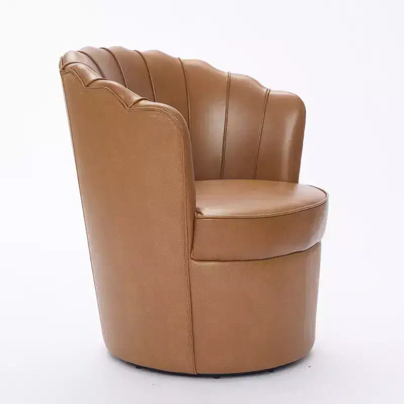 Fauteuil pivotant Petal - Fauteuil d'appoint en cuir véritable avec dossier haut - Fauteuil de bureau