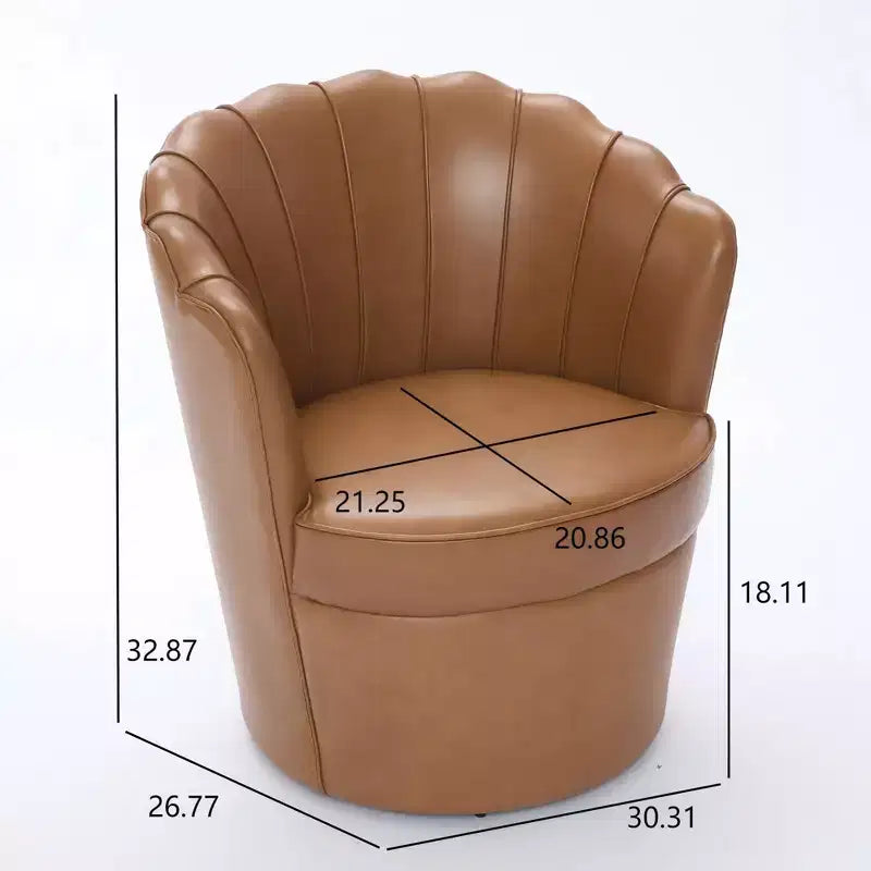 Fauteuil pivotant Petal - Fauteuil d'appoint en cuir véritable avec dossier haut - Fauteuil de bureau