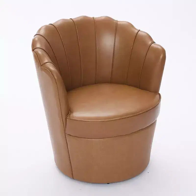 Fauteuil pivotant Petal - Fauteuil d'appoint en cuir véritable avec dossier haut - Fauteuil de bureau
