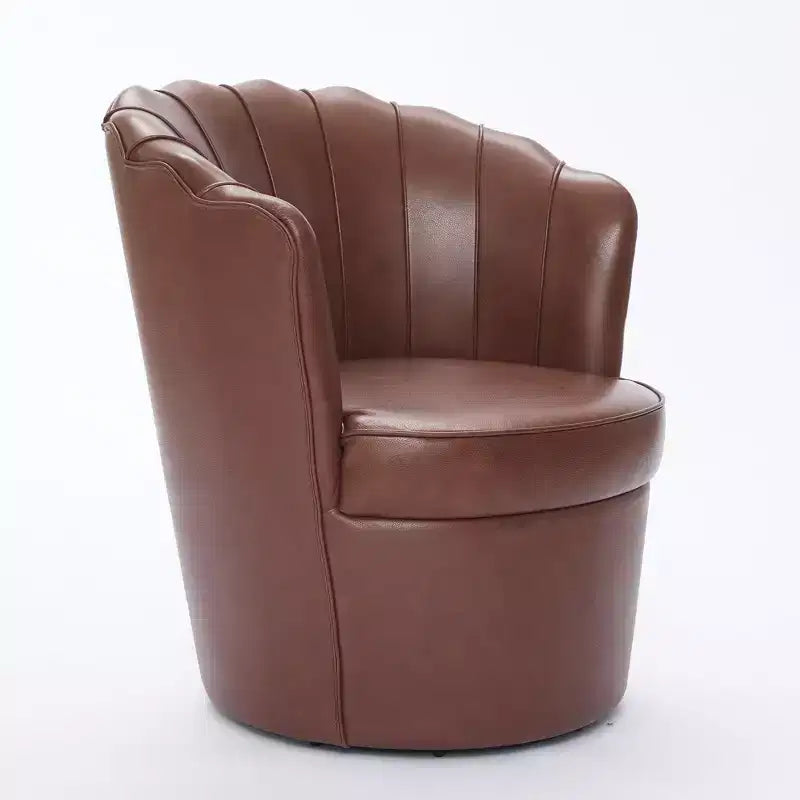 Fauteuil pivotant Petal - Fauteuil d'appoint en cuir véritable avec dossier haut - Fauteuil de bureau