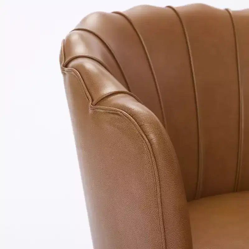 Fauteuil pivotant Petal - Fauteuil d'appoint en cuir véritable avec dossier haut - Fauteuil de bureau