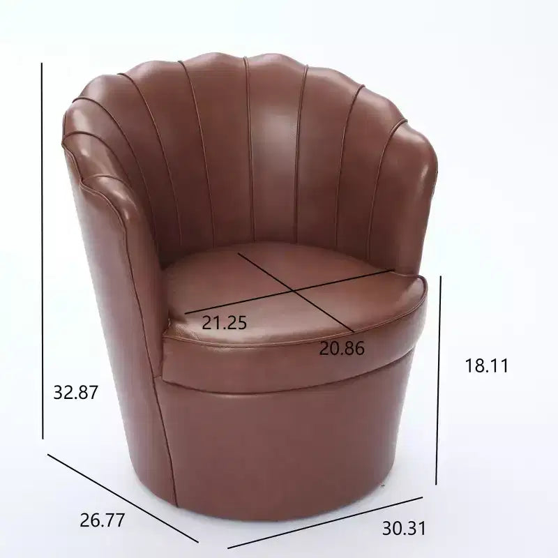 Fauteuil pivotant Petal - Fauteuil d'appoint en cuir véritable avec dossier haut - Fauteuil de bureau