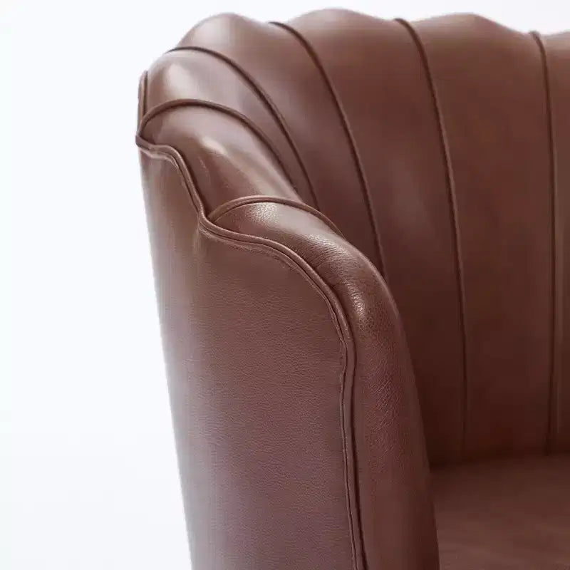 Fauteuil pivotant Petal - Fauteuil d'appoint en cuir véritable avec dossier haut - Fauteuil de bureau