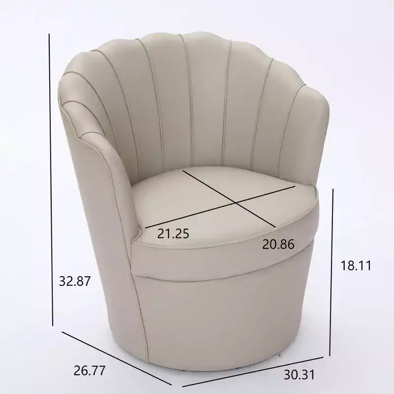 Fauteuil pivotant Petal - Fauteuil d'appoint en cuir véritable avec dossier haut - Fauteuil de bureau