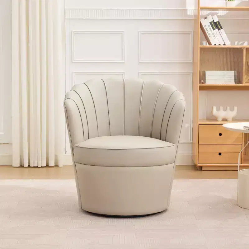 Fauteuil pivotant Petal - Fauteuil d'appoint en cuir véritable avec dossier haut - Fauteuil de bureau