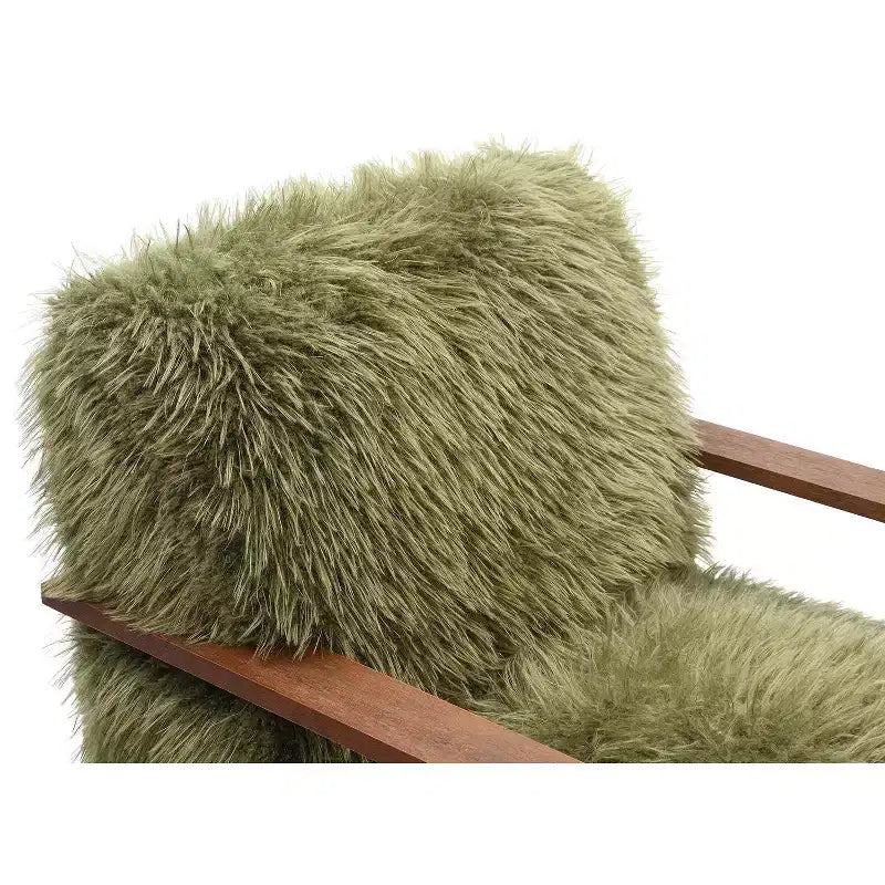 Fauteuil d'appoint en fausse fourrure, fauteuil de salon rembourré avec pieds en bois incurvés