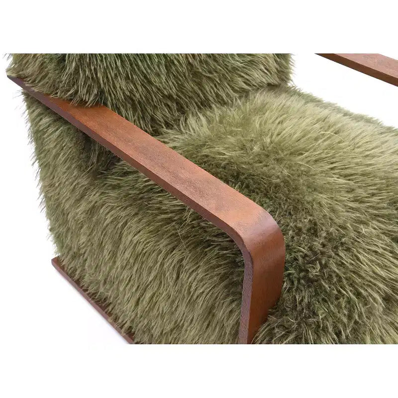 Fauteuil d'appoint en fausse fourrure, fauteuil de salon rembourré avec pieds en bois incurvés