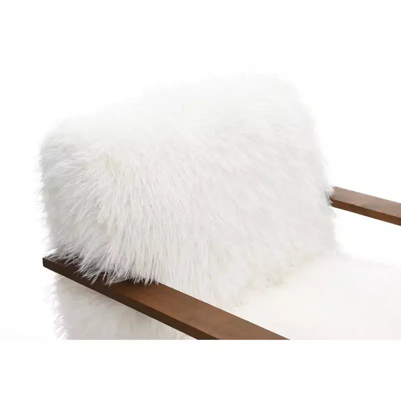 Fauteuil d'appoint en fausse fourrure, fauteuil de salon rembourré avec pieds en bois incurvés