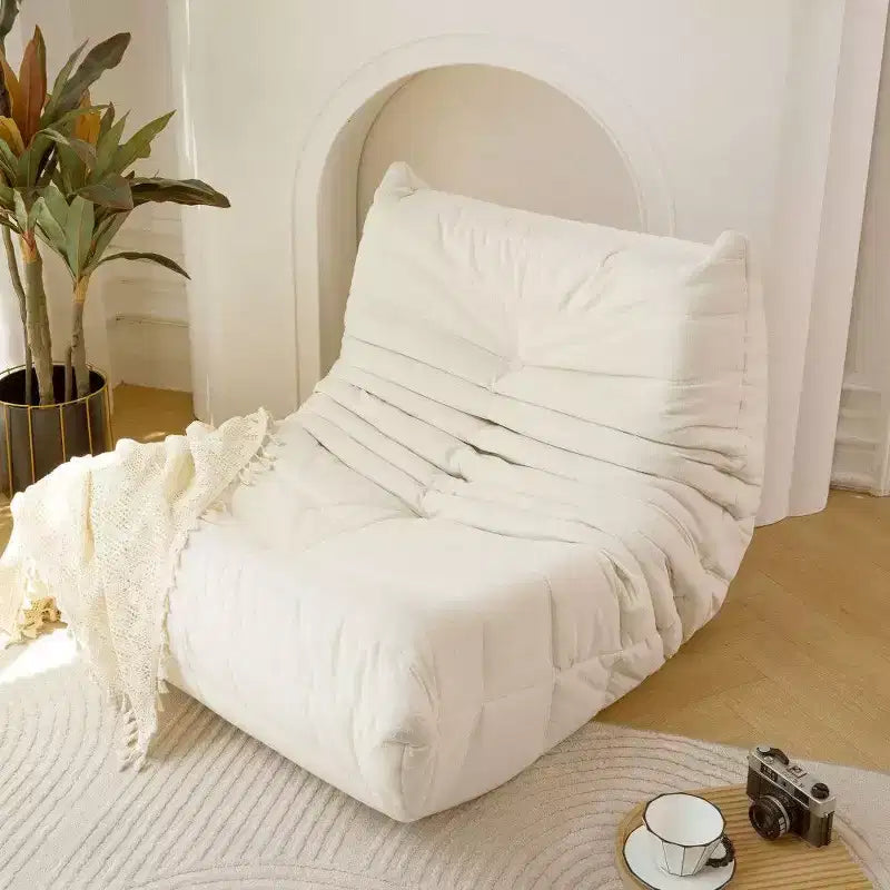 TUYOHW No Assembly Bean Bag Chair Waterproof & Stain-Resistant Fabric Lounger High-Density Memory Foam Art Deco Style Off-White