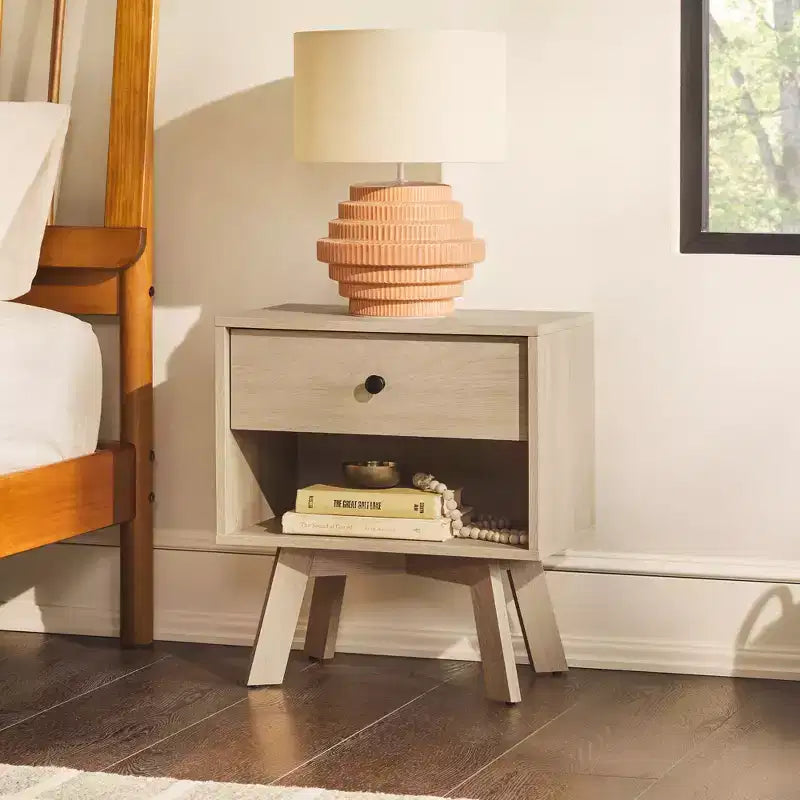 Table de chevet Mid-Century Moderne avec compartiment ouvert