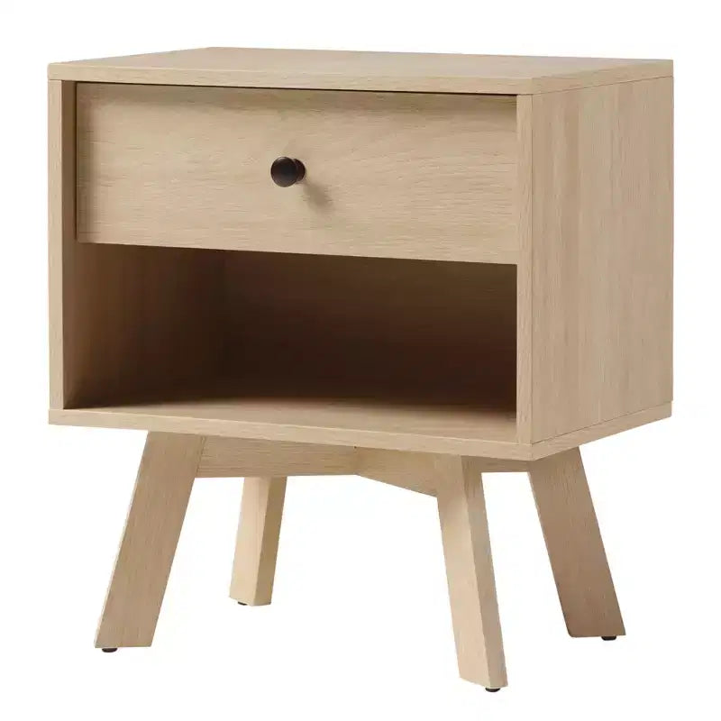 Table de chevet Mid-Century Moderne avec compartiment ouvert